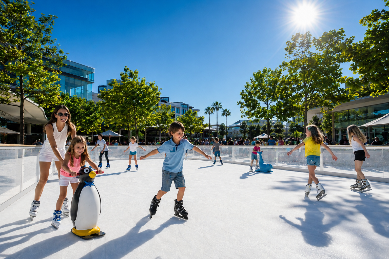 patinoire synthétique en plein été